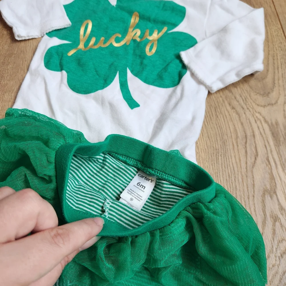 6m Green Shamrock Baby Outfit